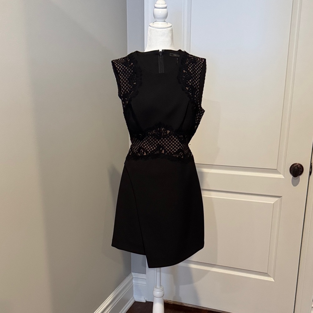 BCBGMaxAzria Black Mini Dress with Crochet Details